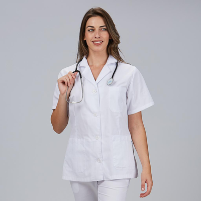 TUNIQUE FEMME BLANCHE MANCHES COURTES
