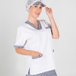 BLOUSE SANITARY V-NECK TWILL WHITE MIX
