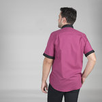 MEN'S BURGANDY S/ SLEEVE GRANDAD COLLAR SHIRT