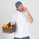 VESTE CUISINE UNISEXE BOUTONS RECOUVERTS MANCHES COURTES BLANC