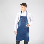APRON WITH BIB INDIGO WORN INDIGO DENIM WASHED 80X82 CM
