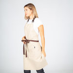 GREMBIULE CON PETTORINA IN BEIGE CON CINTURINO IN PELLE 82X72 CM