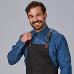 APRON BIB WITH LEATHER HARDWARE, 88X74 CM